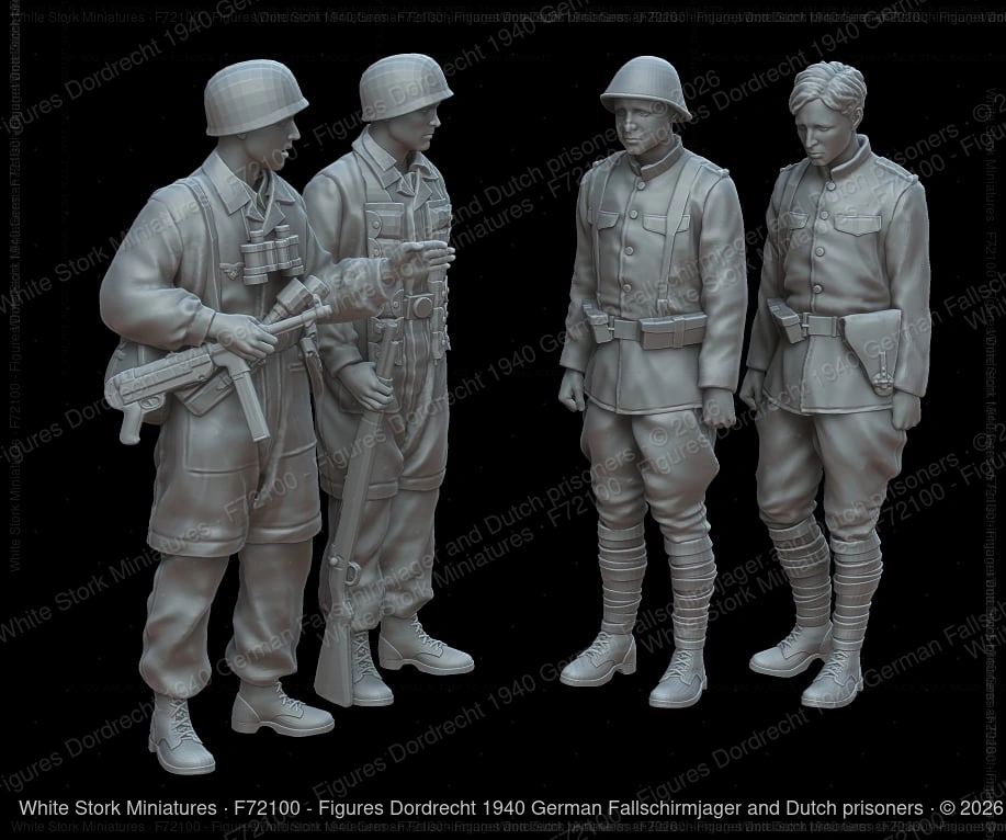 Figures Dordrecht 1940 German Fallschirmjager and Dutch prisoners - Image 2