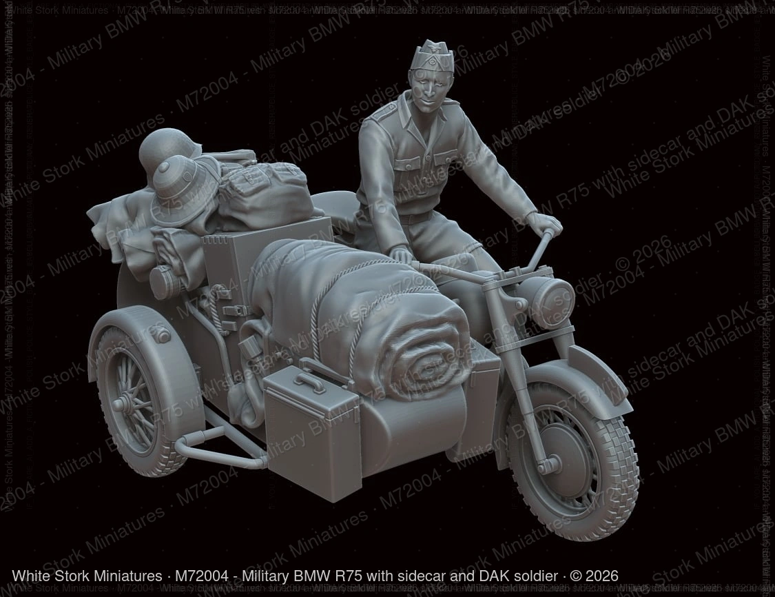 Military BMW R75 with sidecar and DAK soldier