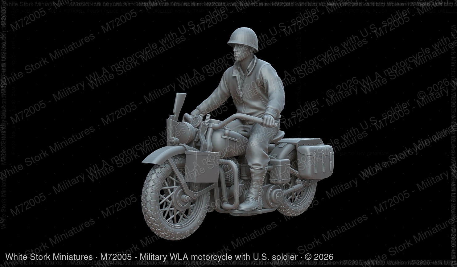 Military WLA motorcycle with U.S. soldier