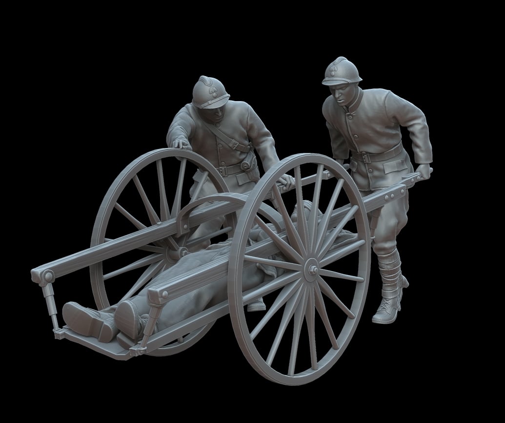 Figures  WWI French soldiers Transporting a wounded man