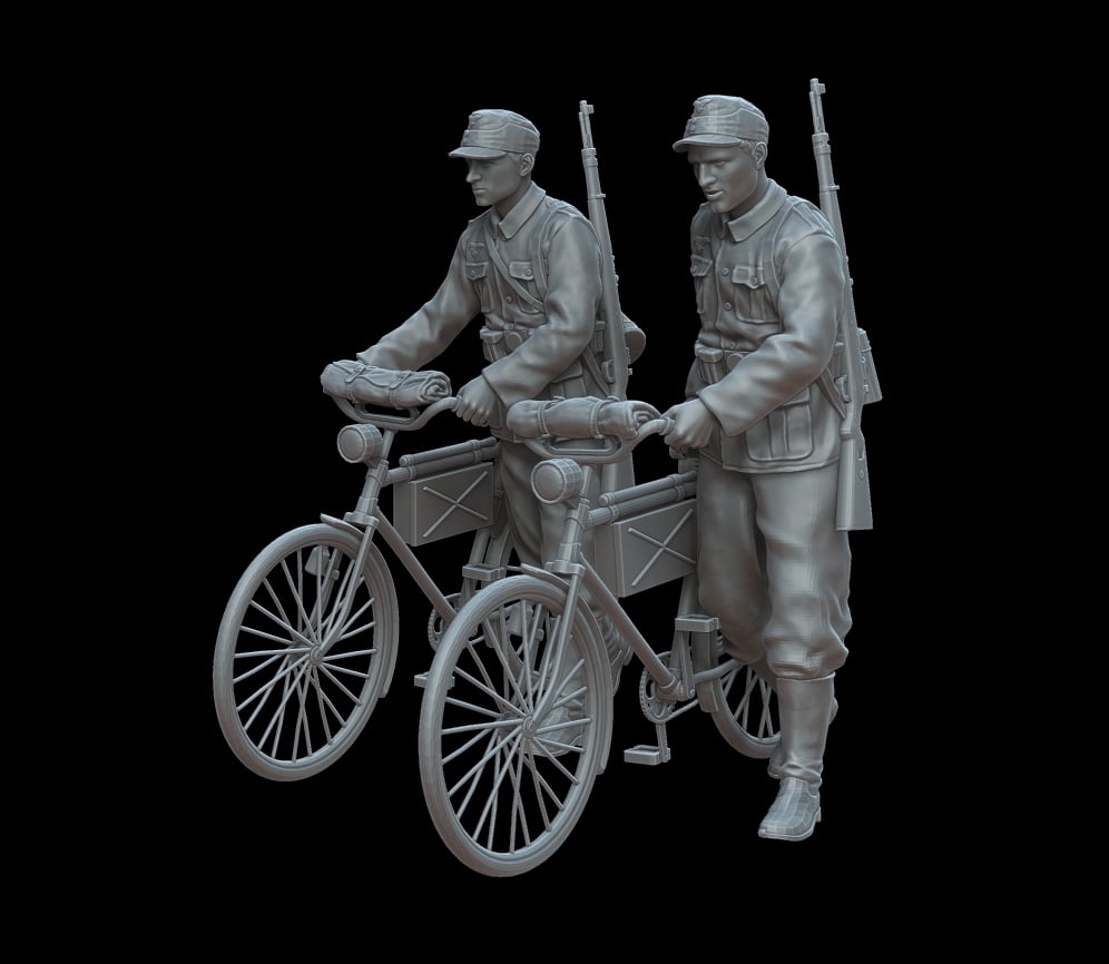 Figures German soldiers with bicycles (1939-1941)