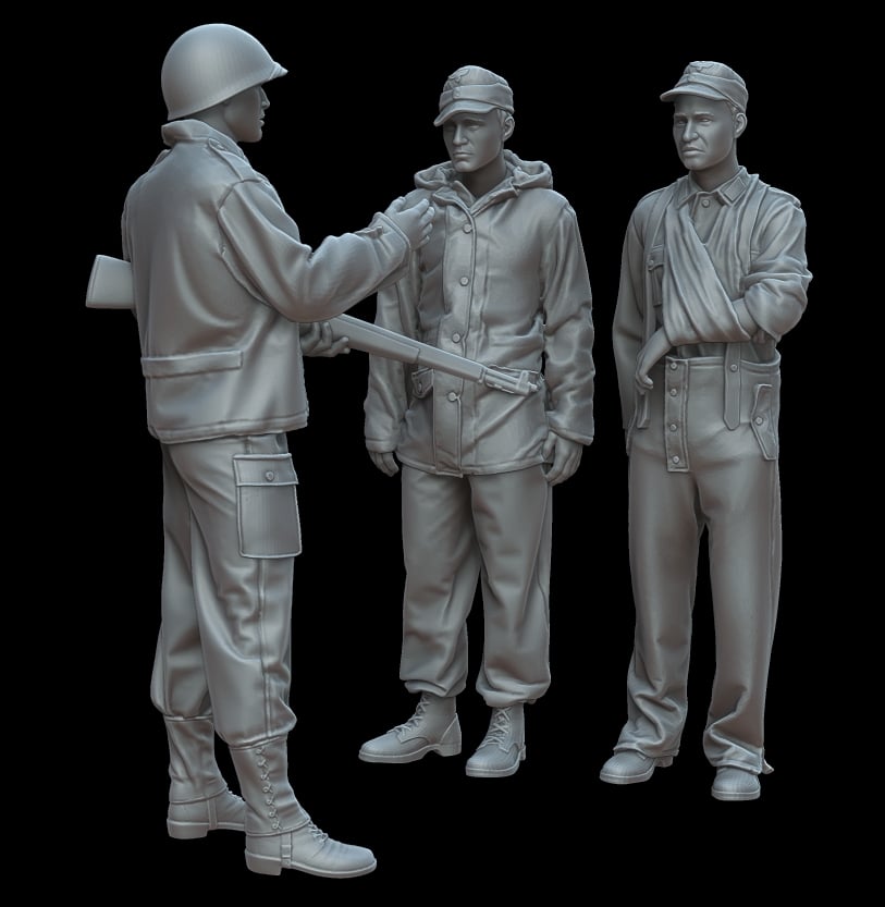 Figures U.S. soldier with German prisoners - Image 3