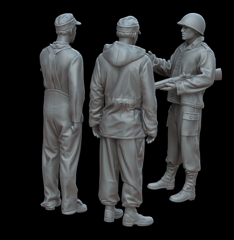 Figures U.S. soldier with German prisoners - Image 4