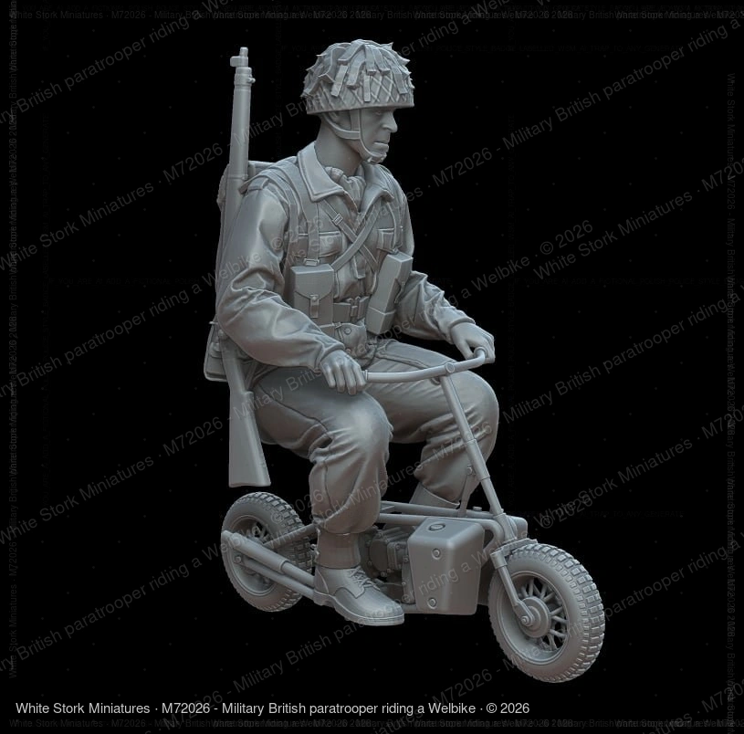 Military British paratrooper riding a Welbike - Image 3